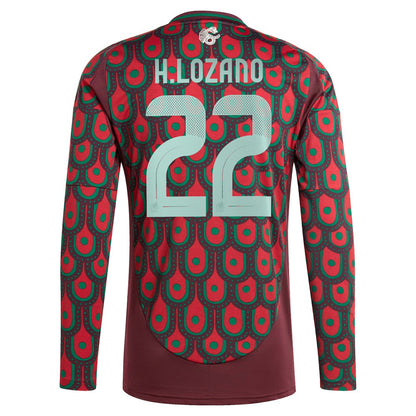 Hirving Lozano Mexico National Team 2024 Home Replica Player Long Sleeve Jersey for sale - Burgundy
