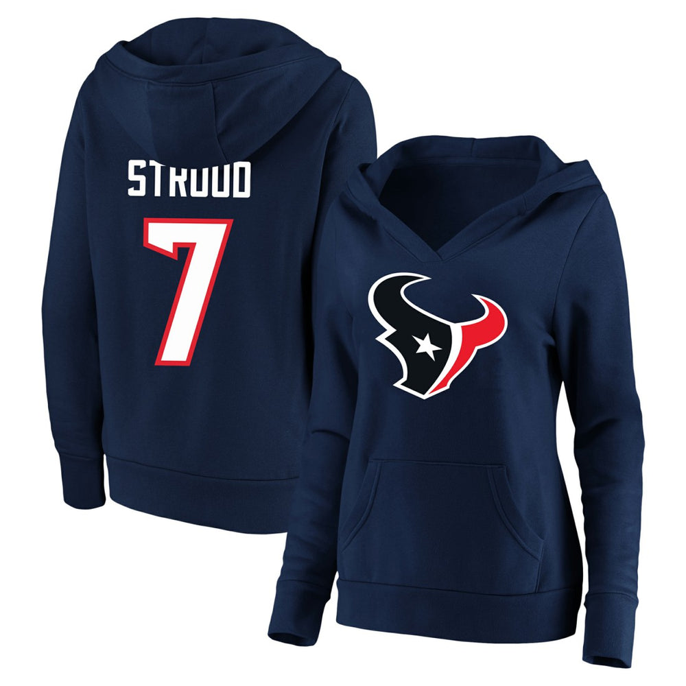 Houston Texans C.J. Stroud  Women's Plus Size Player Name & Number V-Neck Pullover Hoodie | NFL New