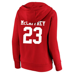 San Francisco 49ers Christian McCaffrey  Women's Plus Size Player Name & Number V-Neck Pullover Hoodie | NFL Discount