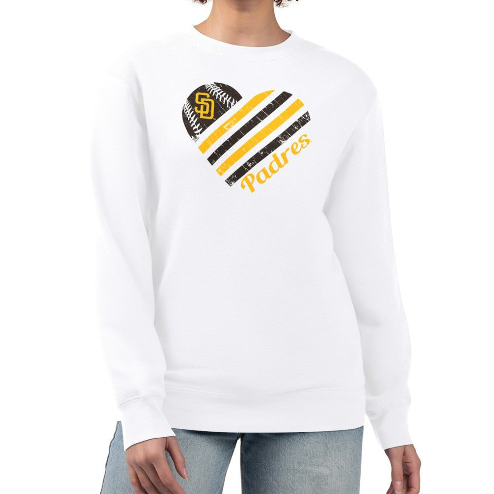 San Diego Padres G-III 4Her by Carl Banks Women's Heart Logo Fleece Pullover Sweatshirt - MLB Pullover