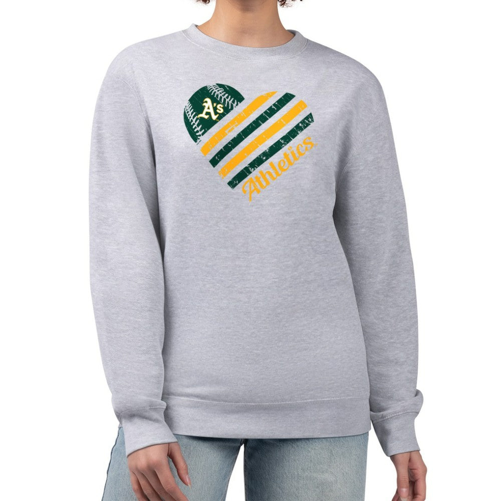 Athletics G-III 4Her by Carl Banks Women's Heart Logo Fleece Pullover Sweatshirt - MLB Pullover