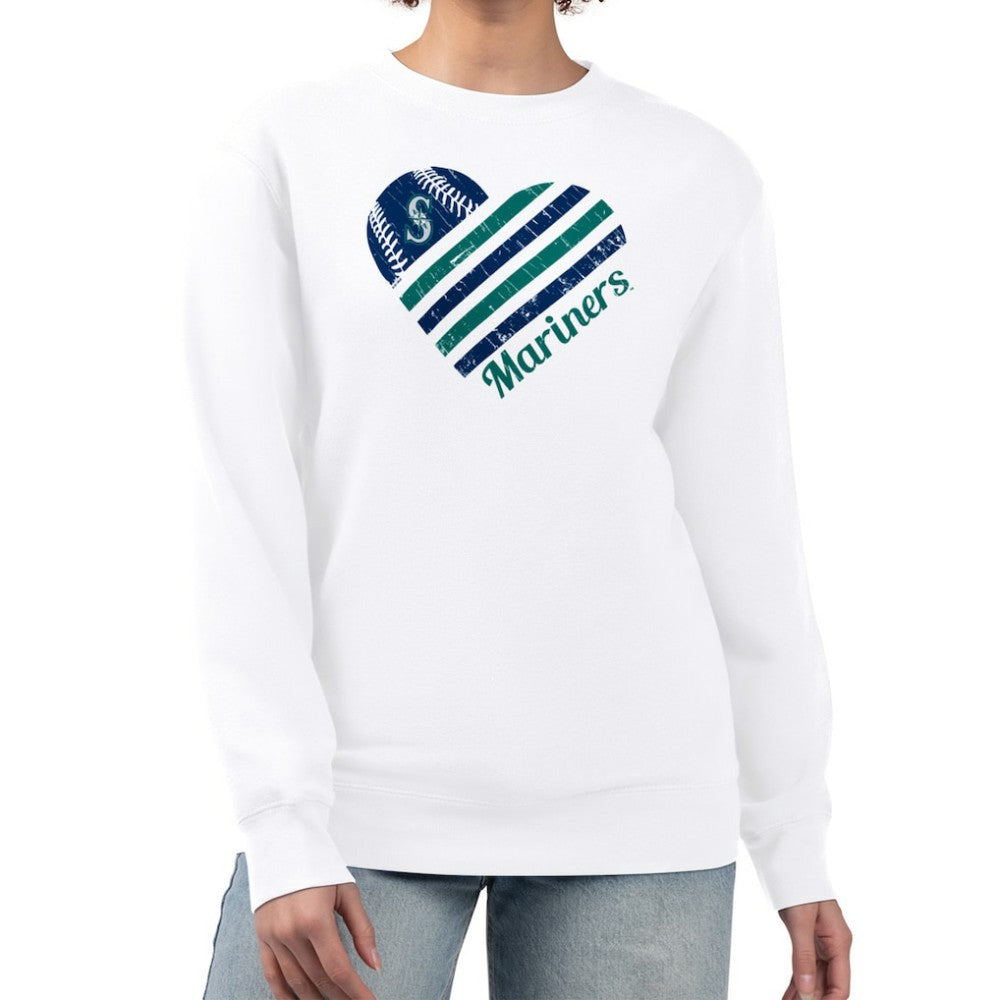 Seattle Mariners G-III 4Her by Carl Banks Women's Heart Logo Fleece Pullover Sweatshirt - MLB Pullover