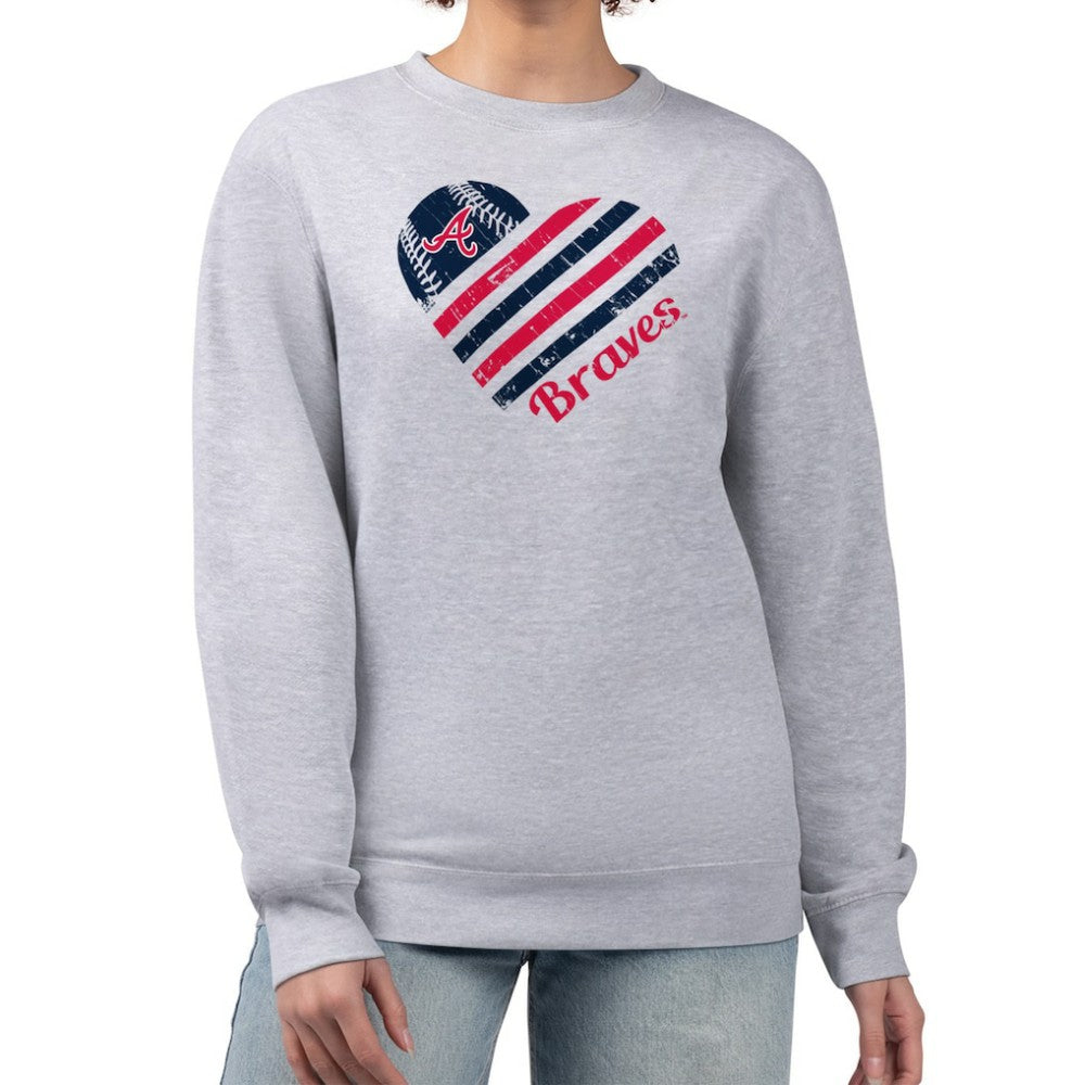 Atlanta Braves G-III 4Her by Carl Banks Women's Heart Logo Fleece Pullover Sweatshirt - MLB Pullover