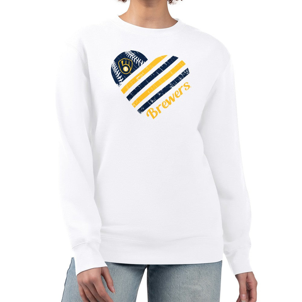 Milwaukee Brewers G-III 4Her by Carl Banks Women's Heart Logo Fleece Pullover Sweatshirt - MLB Pullover