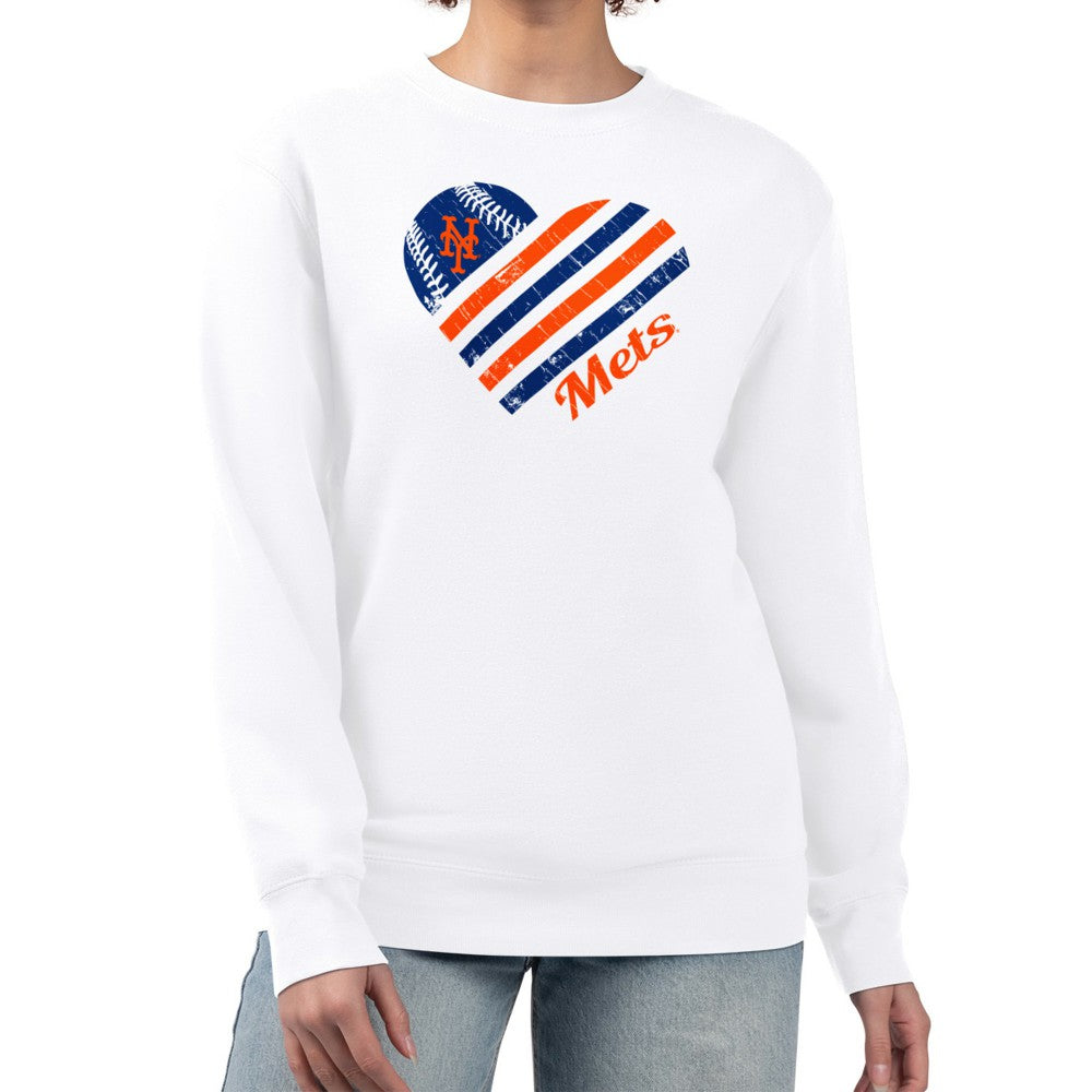 New York Mets G-III 4Her by Carl Banks Women's Heart Logo Fleece Pullover Sweatshirt - MLB Pullover