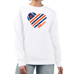 New York Mets G-III 4Her by Carl Banks Women's Heart Logo Fleece Pullover Sweatshirt - MLB Pullover