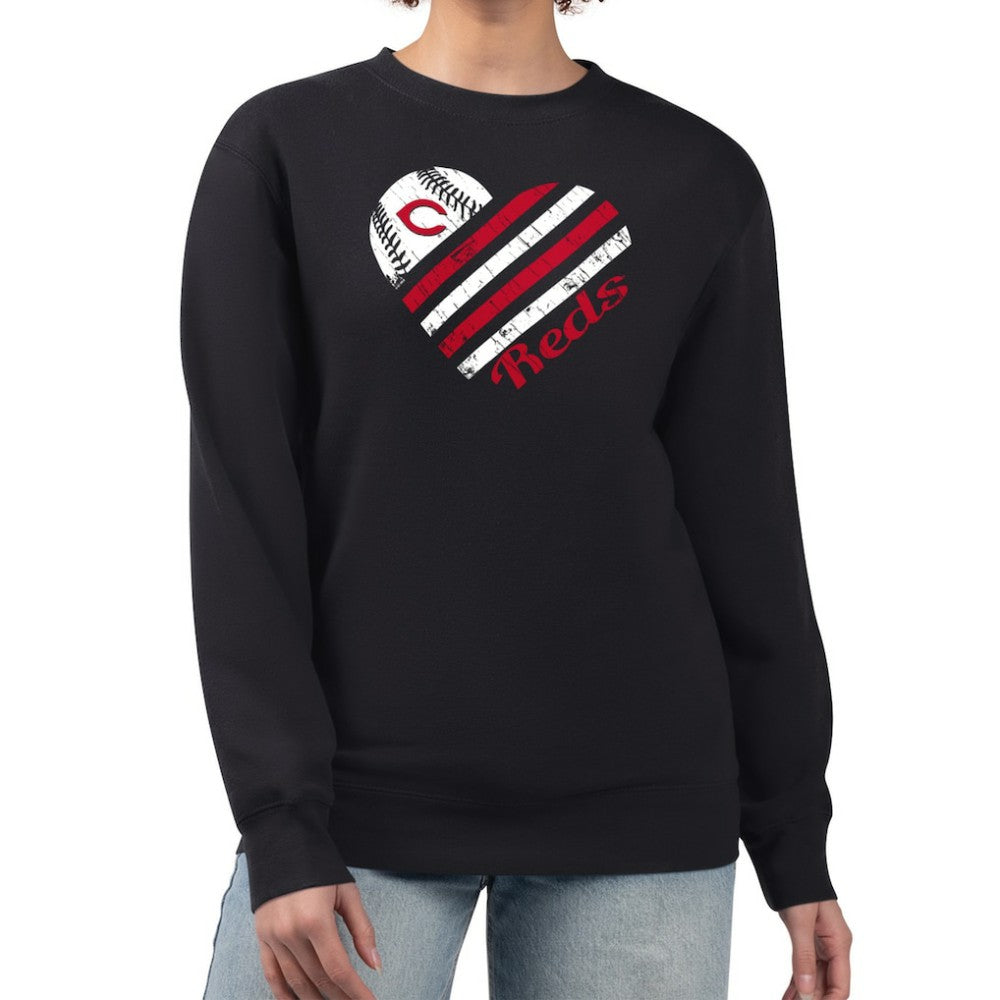 Cincinnati Reds G-III 4Her by Carl Banks Women's Heart Logo Fleece Pullover Sweatshirt - MLB Pullover