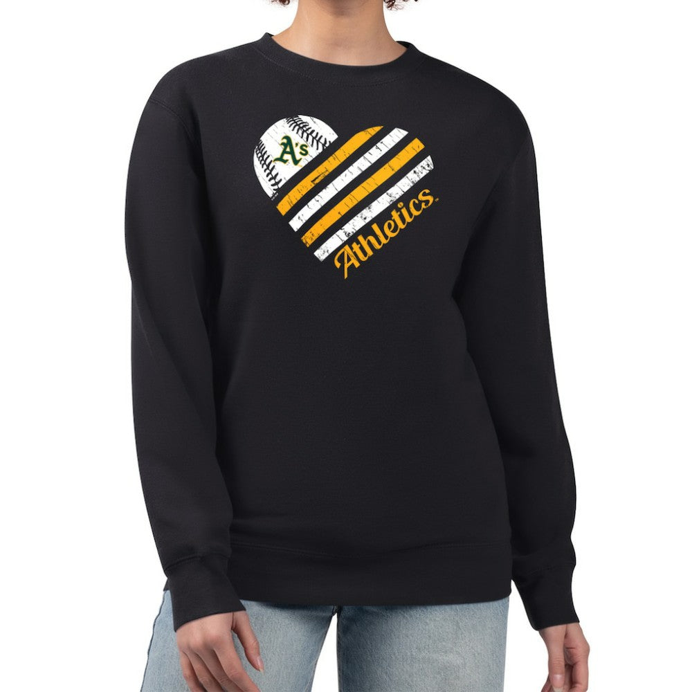 Athletics G-III 4Her by Carl Banks Women's Heart Logo Fleece Pullover Sweatshirt - MLB Pullover