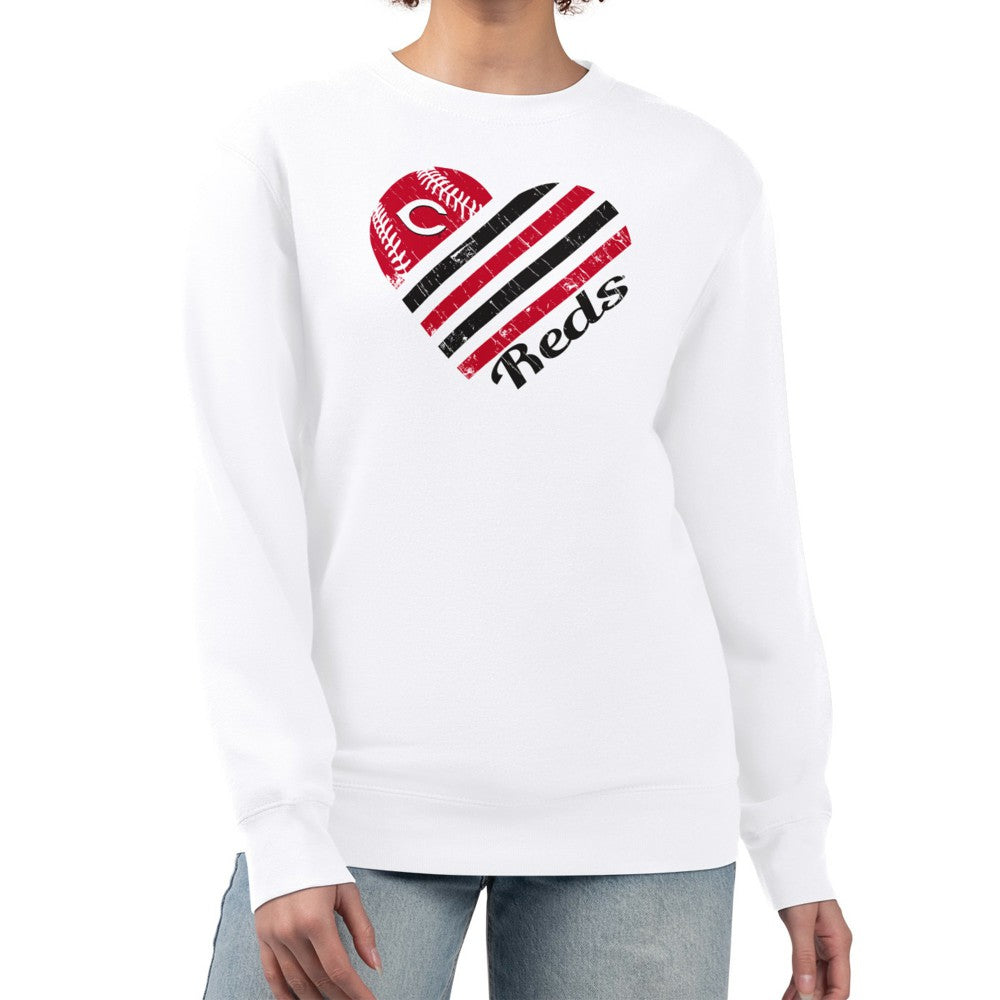 Cincinnati Reds G-III 4Her by Carl Banks Women's Heart Logo Fleece Pullover Sweatshirt - MLB Pullover