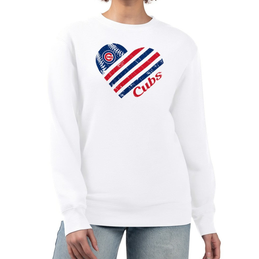 Chicago Cubs G-III 4Her by Carl Banks Women's Heart Logo Fleece Pullover Sweatshirt - MLB Pullover