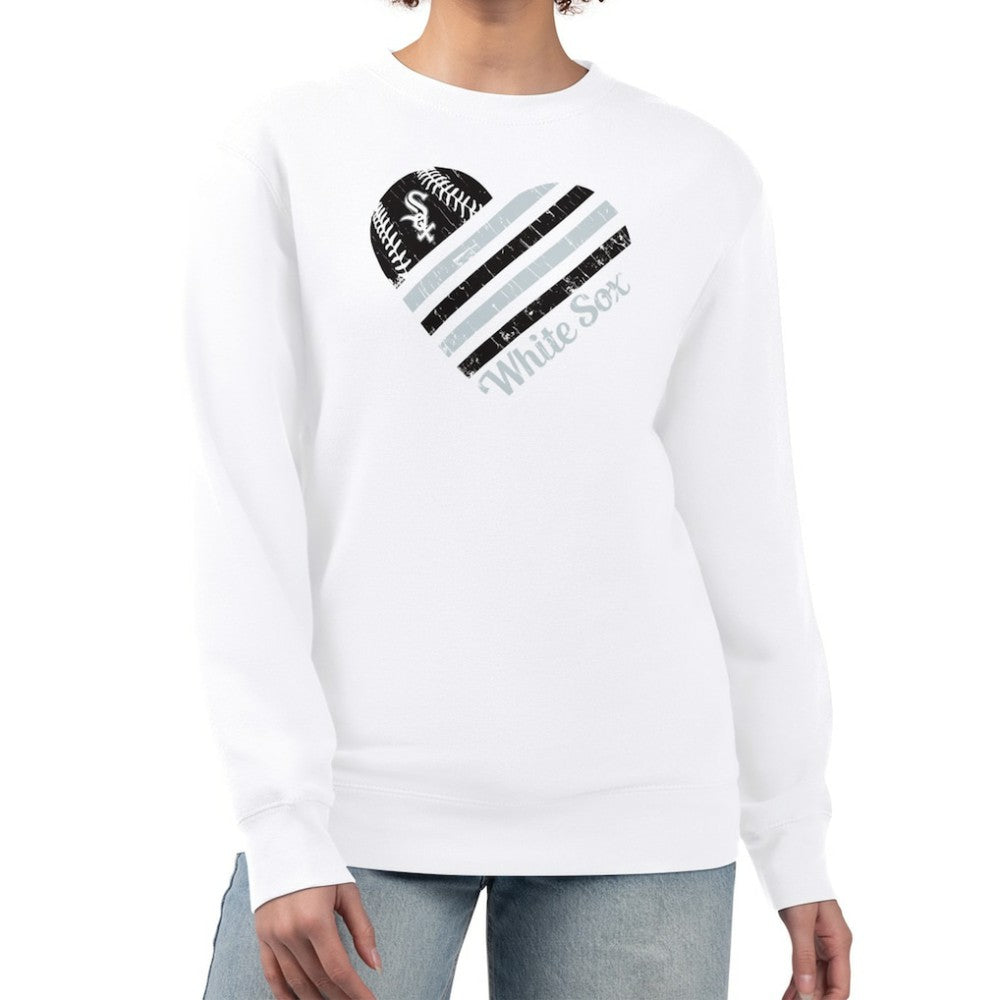 Chicago White Sox G-III 4Her by Carl Banks Women's Heart Logo Fleece Pullover Sweatshirt - MLB Pullover