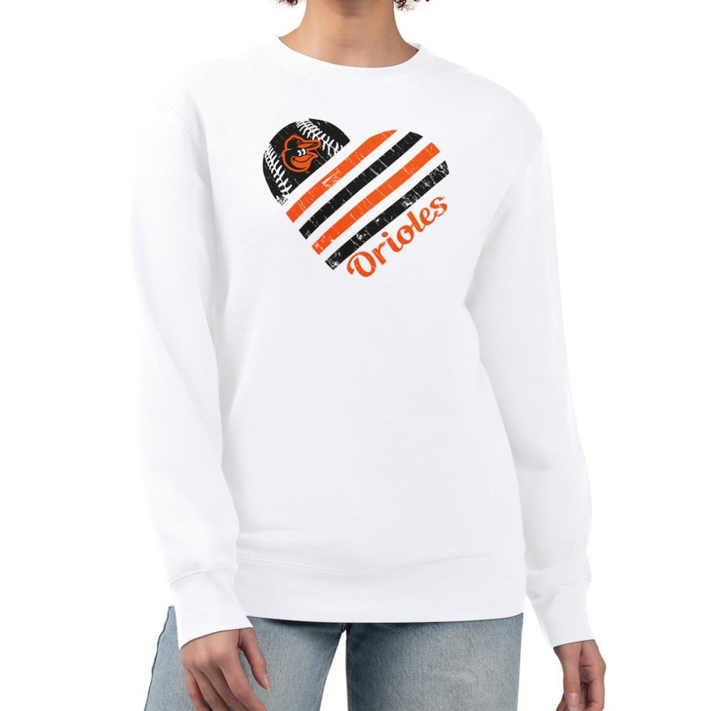 Baltimore Orioles G-III 4Her by Carl Banks Women's Heart Logo Fleece Pullover Sweatshirt - MLB Pullover