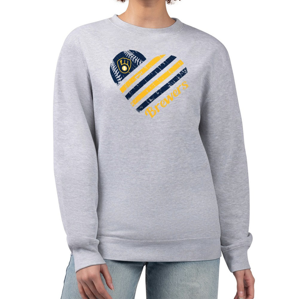 Milwaukee Brewers G-III 4Her by Carl Banks Women's Heart Logo Fleece Pullover Sweatshirt - MLB Pullover
