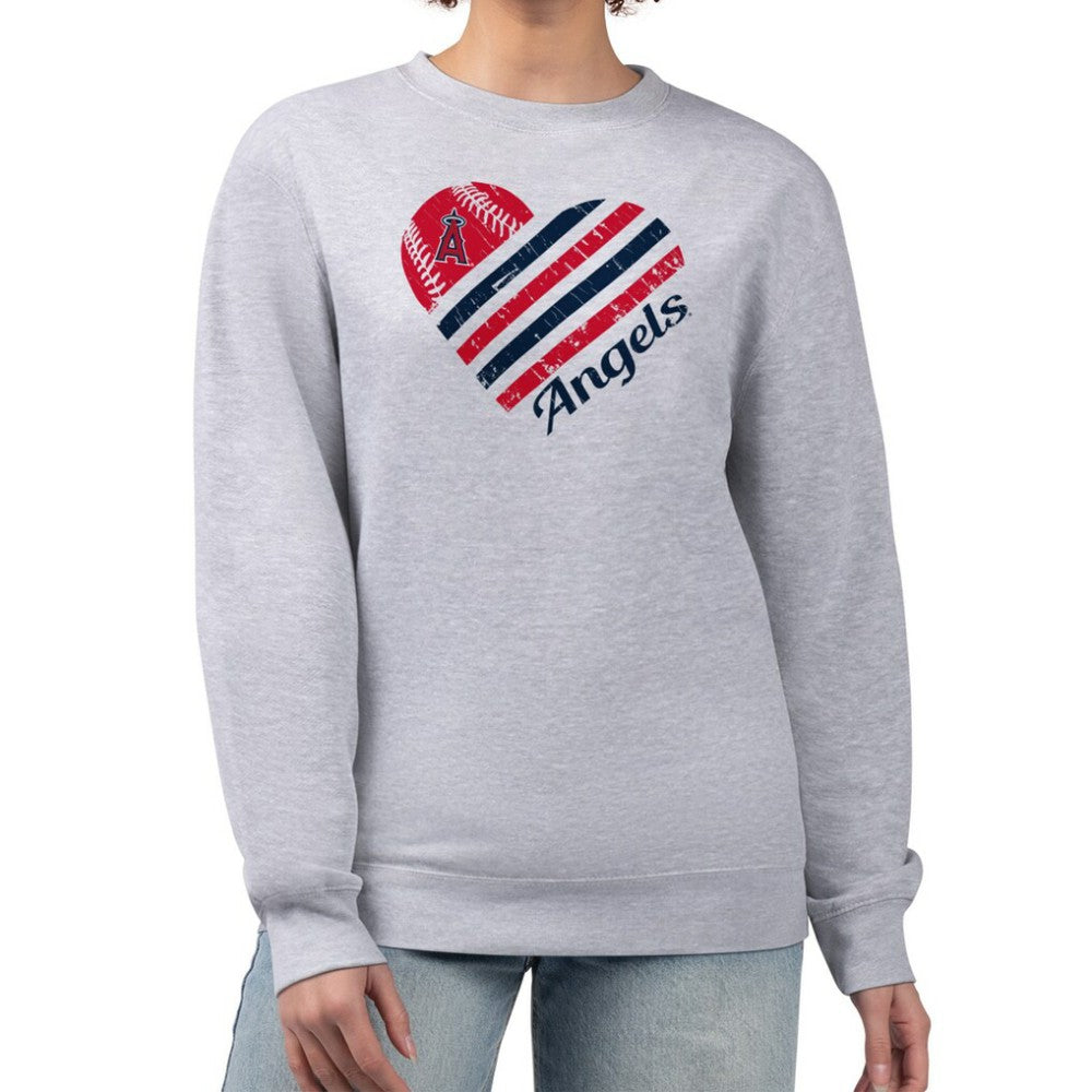 Los Angeles Angels G-III 4Her by Carl Banks Women's Heart Logo Fleece Pullover Sweatshirt - MLB Pullover