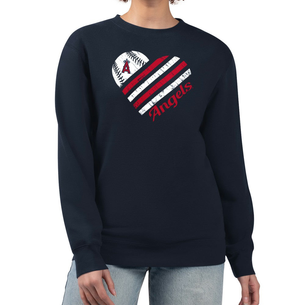 Los Angeles Angels G-III 4Her by Carl Banks Women's Heart Logo Fleece Pullover Sweatshirt - MLB Pullover