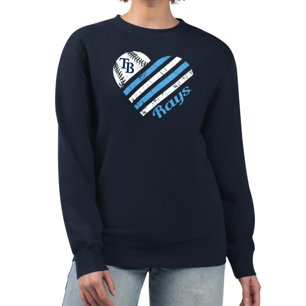 Tampa Bay Rays G-III 4Her by Carl Banks Women's Heart Logo Fleece Pullover Sweatshirt - MLB Pullover