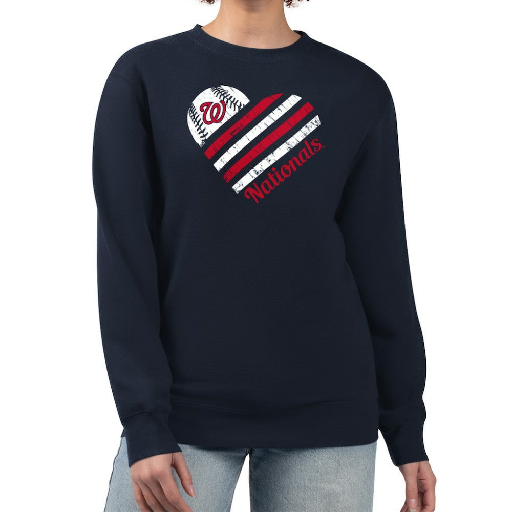 Washington Nationals G-III 4Her by Carl Banks Women's Heart Logo Fleece Pullover Sweatshirt - MLB Pullover