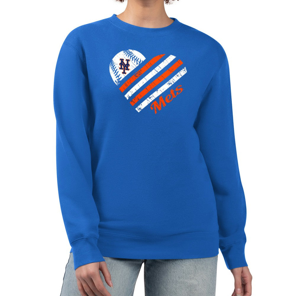 New York Mets G-III 4Her by Carl Banks Women's Heart Logo Fleece Pullover Sweatshirt - MLB Pullover