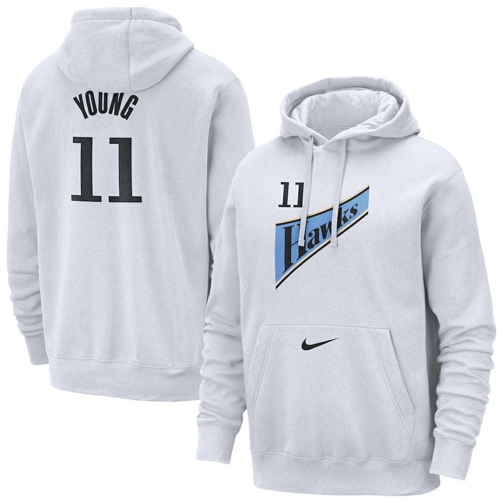 White Trae Young Atlanta Hawks 2024/25 Name & Number Pullover Hoodie | NBA