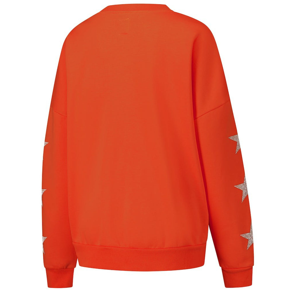 Cleveland Browns Gameday Couture Women's Rhinestone Star Sleeve Settle the Score Oversized Pullover Sweatshirt | NFL Hot