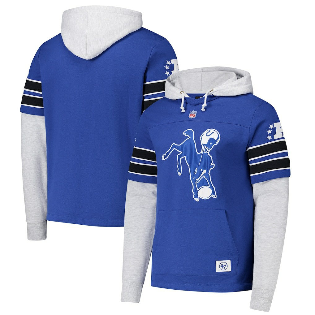 Indianapolis Colts '47 Throwback Double Header Blitz Cornerback Hoodie | NFL Online