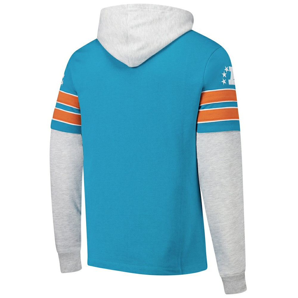 Miami Dolphins '47 Throwback Double Header Blitz Cornerback Hoodie | NFL Discount