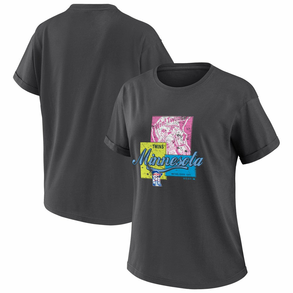 Minnesota Twins WEAR by Erin Andrews Women's Domestic Box Color Boyfriend T-Shirt - MLB T-shirts