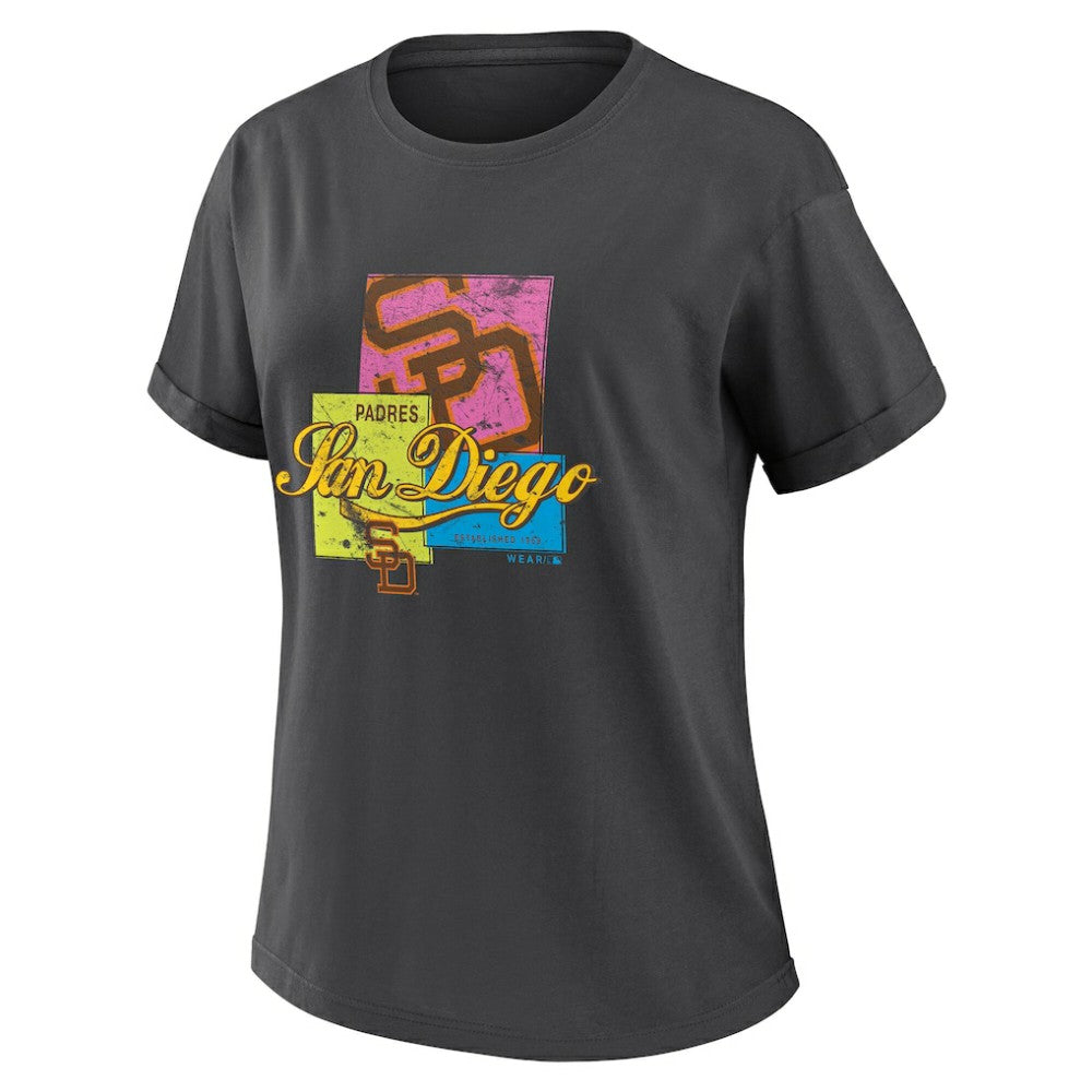 San Diego Padres WEAR by Erin Andrews Women's Domestic Box Color Boyfriend T-Shirt - MLB T-shirts