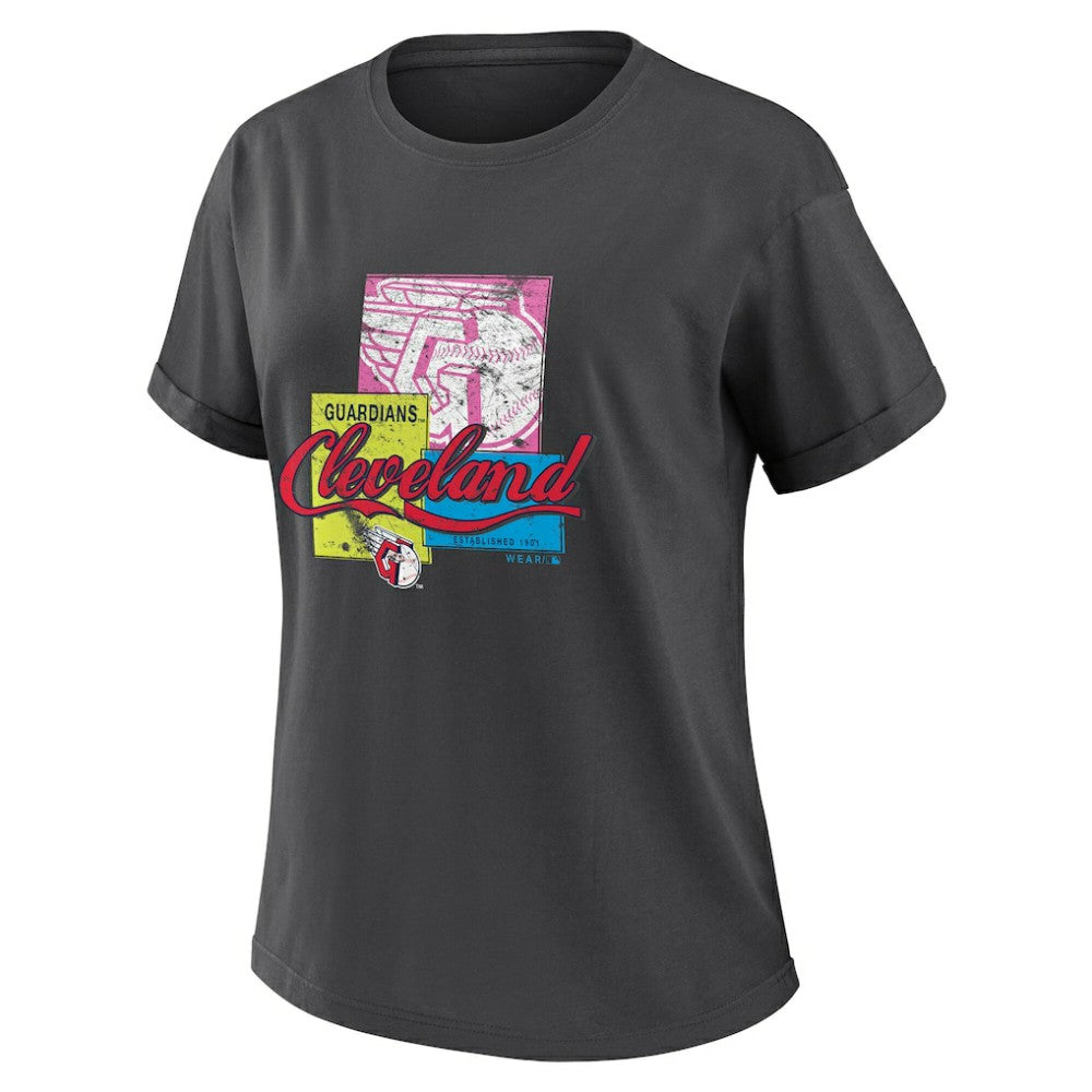 Cleveland Guardians WEAR by Erin Andrews Women's Domestic Box Color Boyfriend T-Shirt - MLB T-shirts