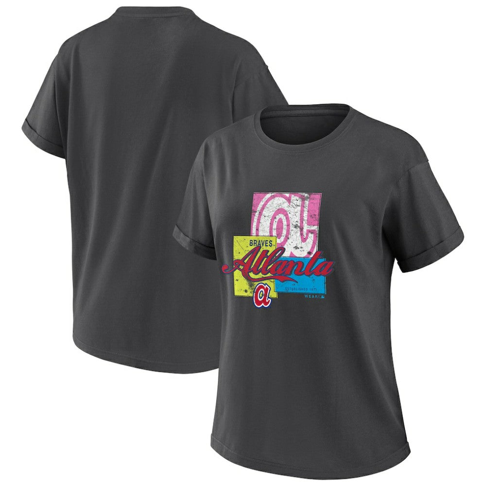 Atlanta Braves WEAR by Erin Andrews Women's Domestic Box Color Boyfriend T-Shirt - MLB T-shirts