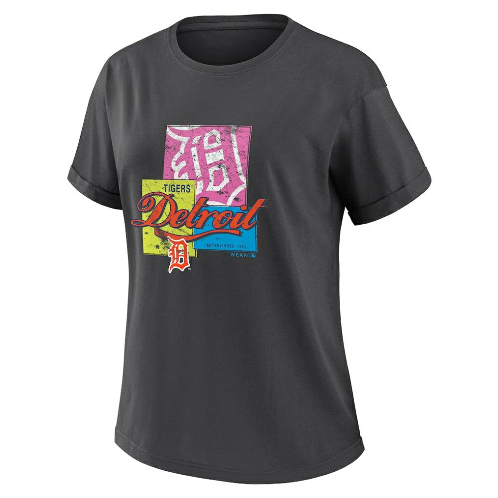 Detroit Tigers WEAR by Erin Andrews Women's Domestic Box Color Boyfriend T-Shirt - MLB T-shirts