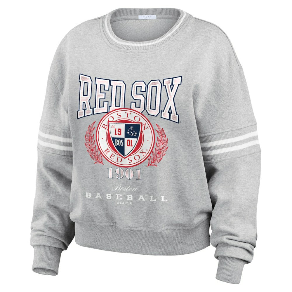 Boston Red Sox WEAR by Erin Andrews Women's Domestic Crest Pullover Sweatshirt - MLB Pullover