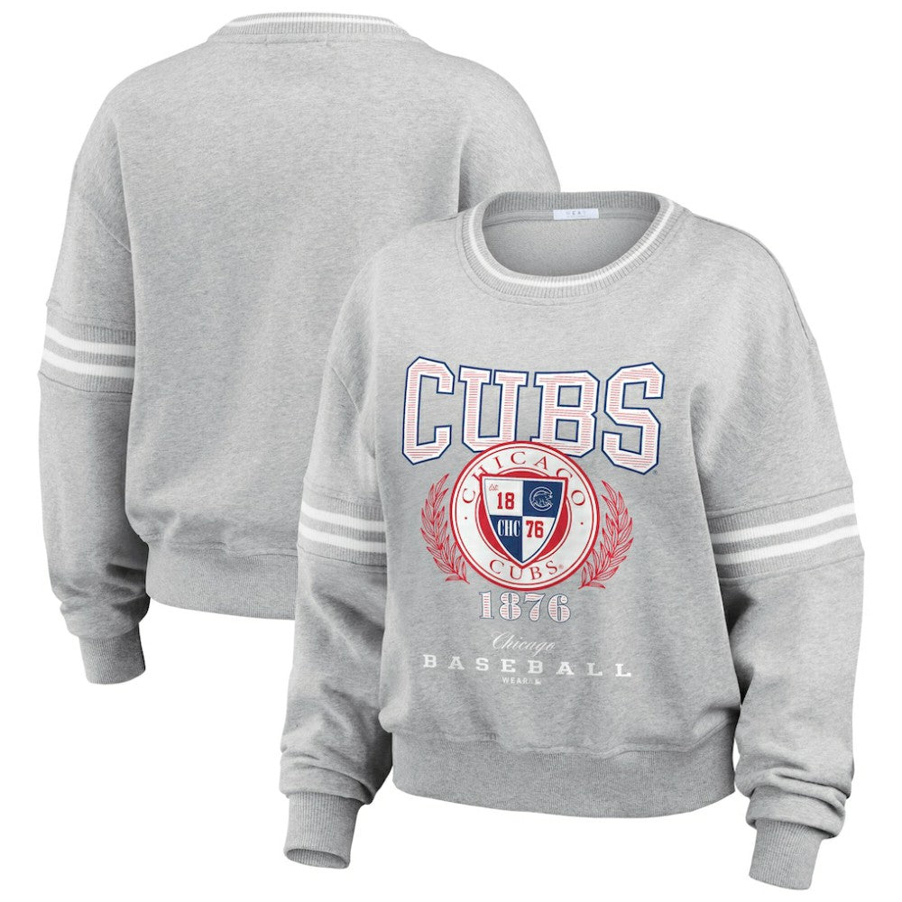 Chicago Cubs WEAR by Erin Andrews Women's Domestic Crest Pullover Sweatshirt - MLB Pullover