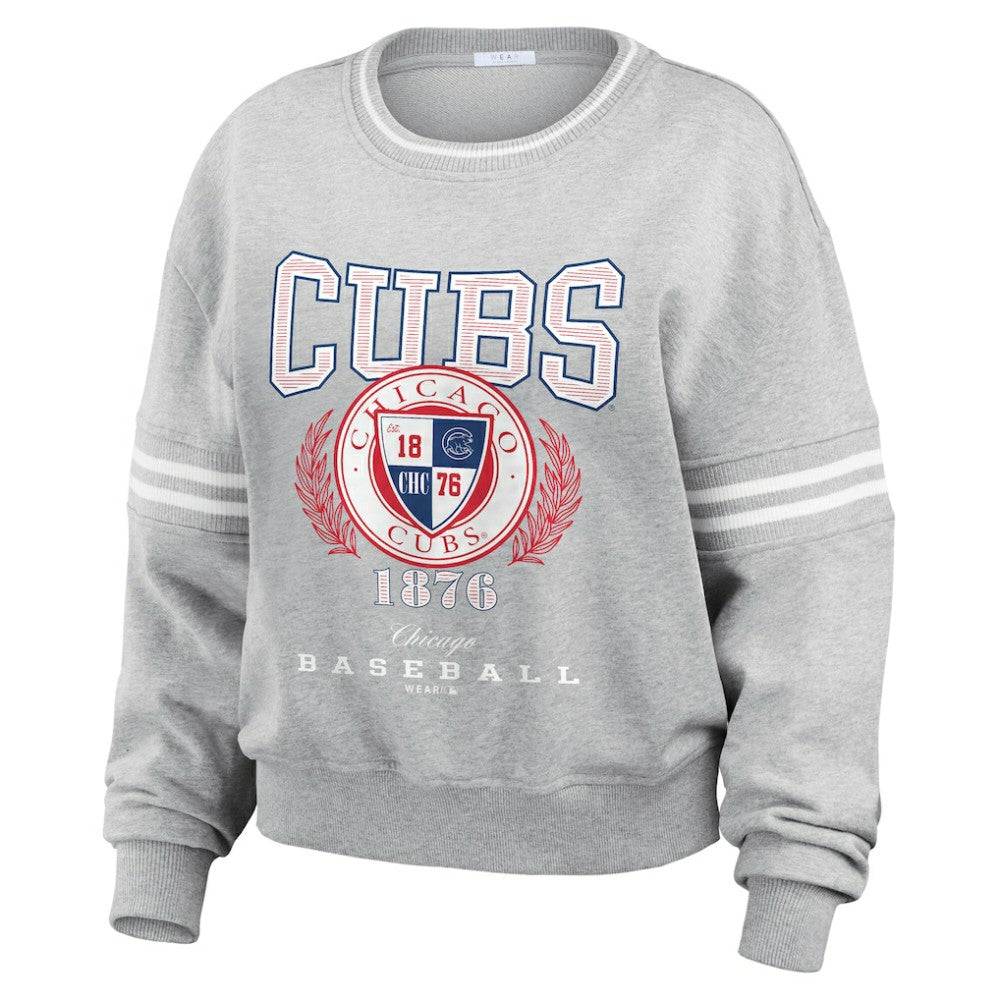 Chicago Cubs WEAR by Erin Andrews Women's Domestic Crest Pullover Sweatshirt - MLB Pullover