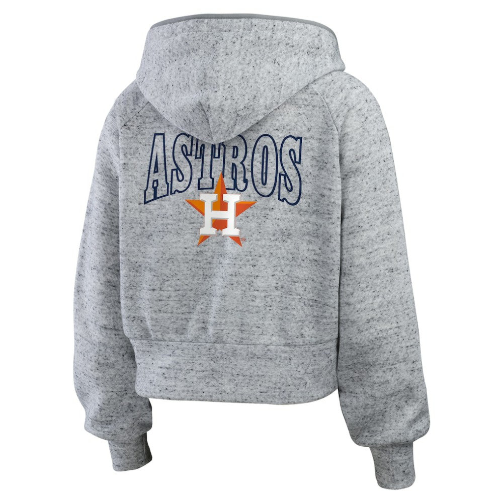 Houston Astros WEAR by Erin Andrews Women's Speckled Fleece Cropped Full-Zip Hoodie - MLB Hoodies