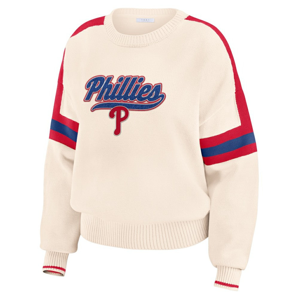 Philadelphia Phillies WEAR by Erin Andrews Women's Stripe Pullover Sweater - MLB Pullover