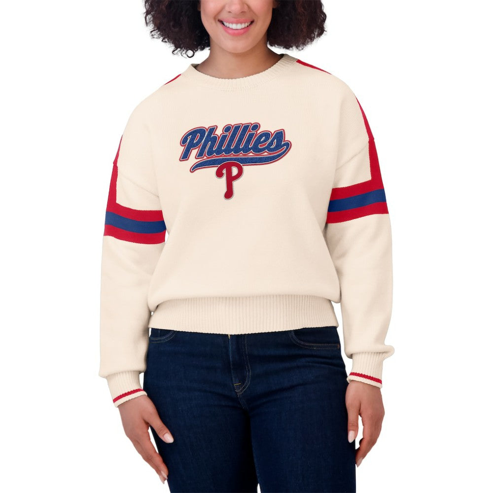 Philadelphia Phillies WEAR by Erin Andrews Women's Stripe Pullover Sweater - MLB Pullover
