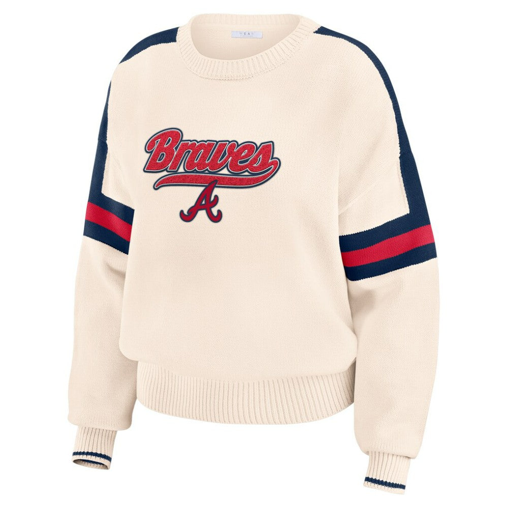 Atlanta Braves WEAR by Erin Andrews Women's Stripe Pullover Sweater - MLB Pullover