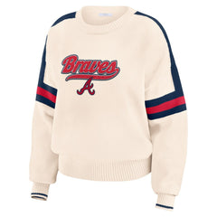 Atlanta Braves WEAR by Erin Andrews Women's Stripe Pullover Sweater - MLB Pullover