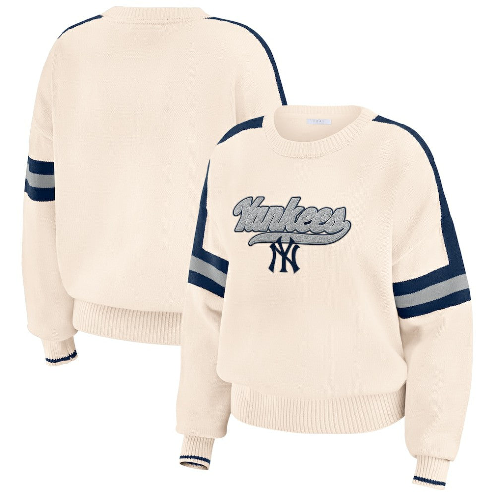 New York Yankees WEAR by Erin Andrews Women's Stripe Pullover Sweater - MLB Pullover