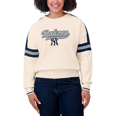 New York Yankees WEAR by Erin Andrews Women's Stripe Pullover Sweater - MLB Pullover