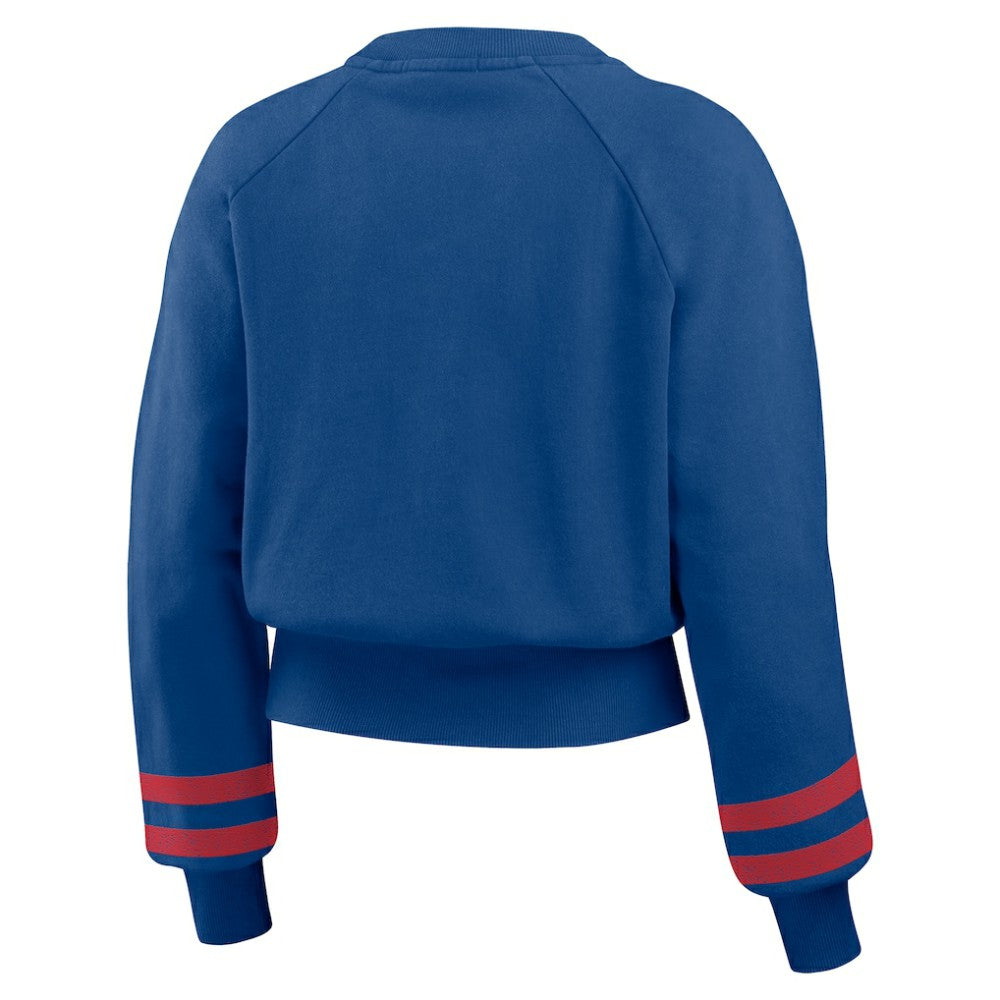 Texas Rangers WEAR by Erin Andrews Women's Vintage Washed Cropped Pullover Sweatshirt - MLB Pullover