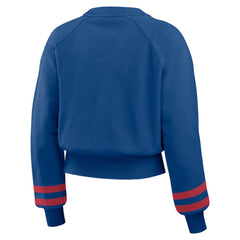 Texas Rangers WEAR by Erin Andrews Women's Vintage Washed Cropped Pullover Sweatshirt - MLB Pullover
