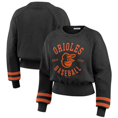 Baltimore Orioles WEAR by Erin Andrews Women's Vintage Washed Cropped Pullover Sweatshirt - MLB Pullover