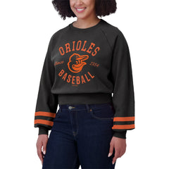 Baltimore Orioles WEAR by Erin Andrews Women's Vintage Washed Cropped Pullover Sweatshirt - MLB Pullover