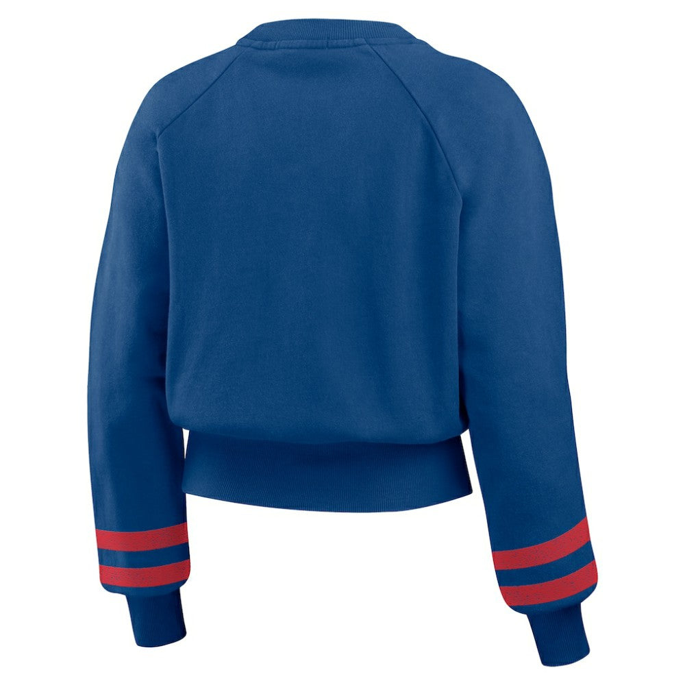 Chicago Cubs WEAR by Erin Andrews Women's Vintage Washed Cropped Pullover Sweatshirt - MLB Pullover