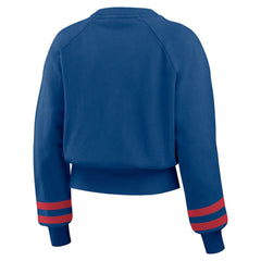 Chicago Cubs WEAR by Erin Andrews Women's Vintage Washed Cropped Pullover Sweatshirt - MLB Pullover