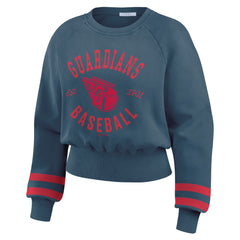 Cleveland Guardians WEAR by Erin Andrews Women's Vintage Washed Cropped Pullover Sweatshirt - MLB Pullover