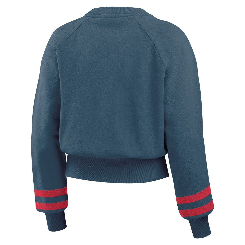 Cleveland Guardians WEAR by Erin Andrews Women's Vintage Washed Cropped Pullover Sweatshirt - MLB Pullover