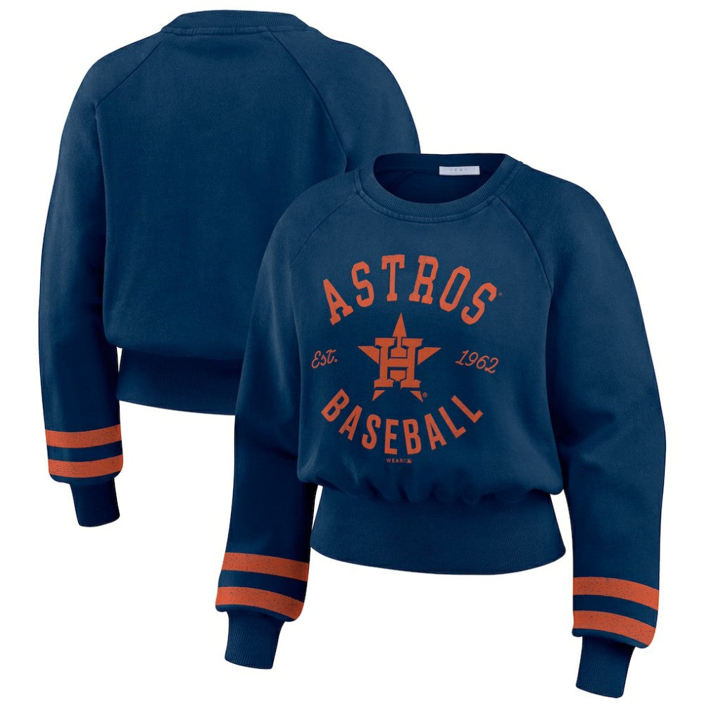 Houston Astros WEAR by Erin Andrews Women's Vintage Washed Cropped Pullover Sweatshirt - MLB Pullover